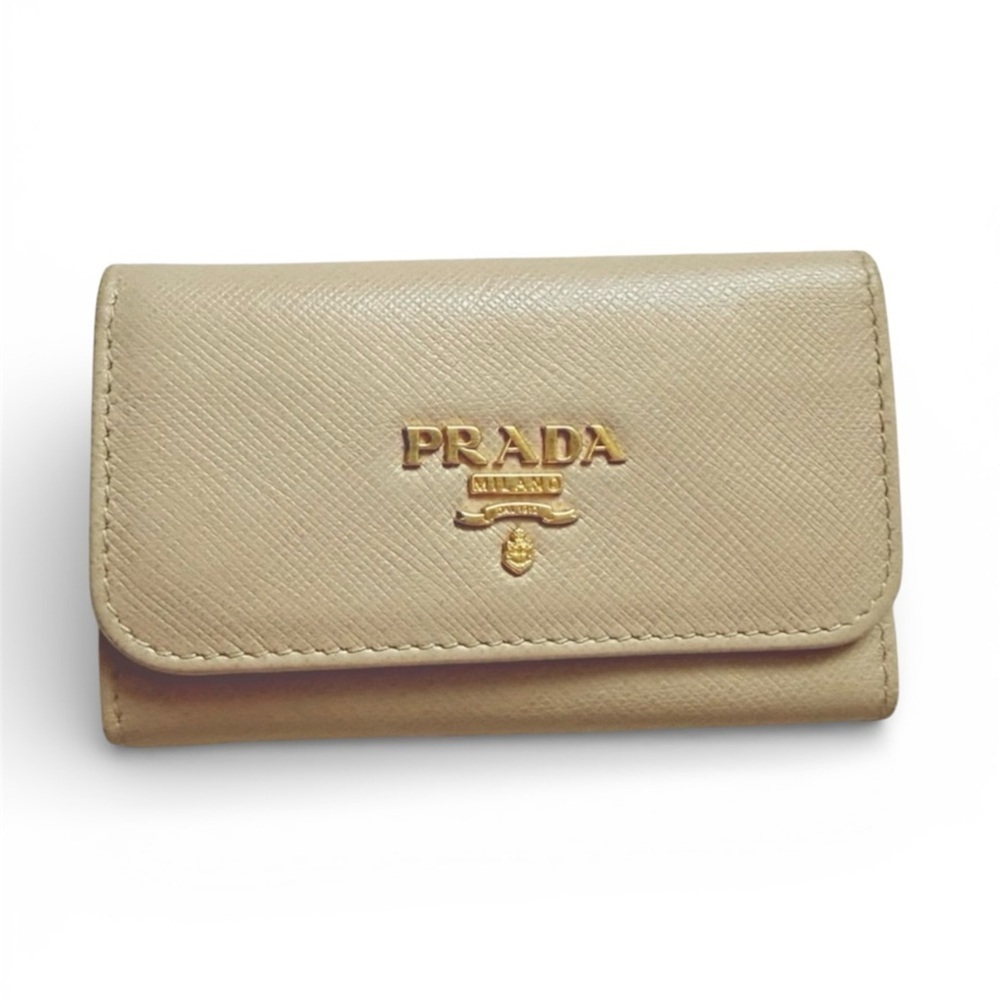 Prada Saffiano Leather Keyholder with Gold Logo